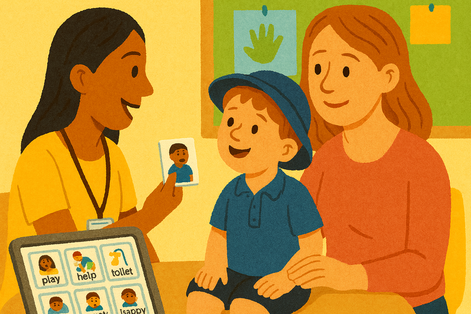 a therapist showing Behaviour Support Tools for a Successful Transition