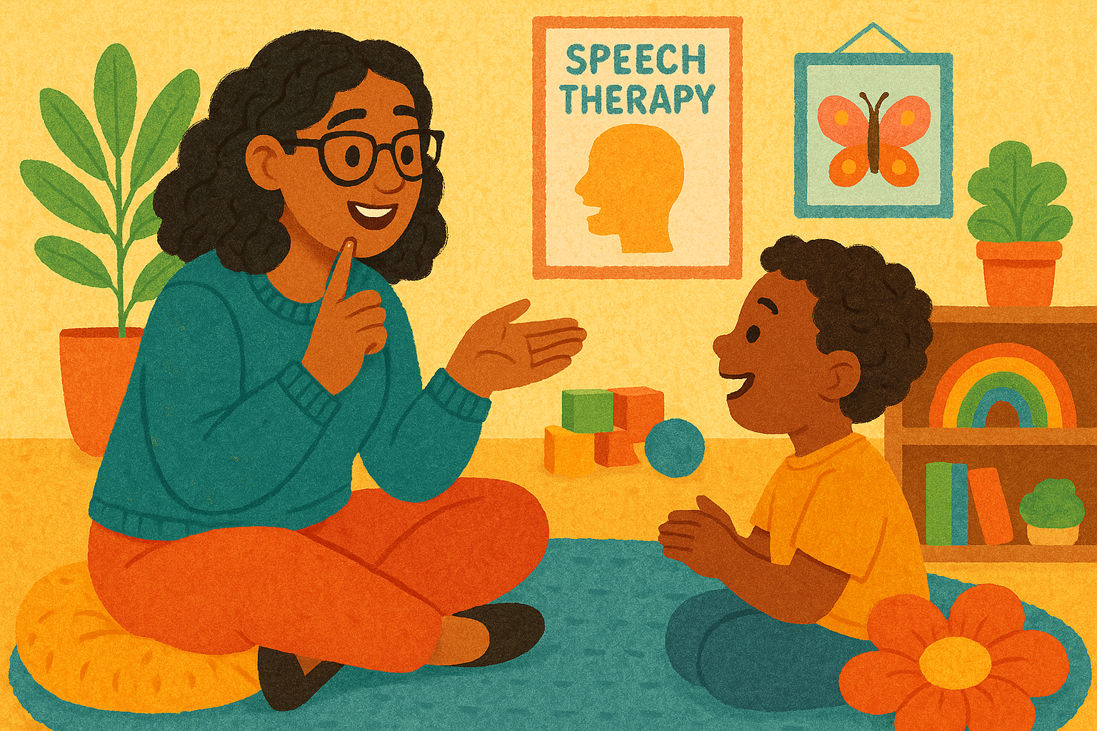 Teacher supporting a child’s social skills.