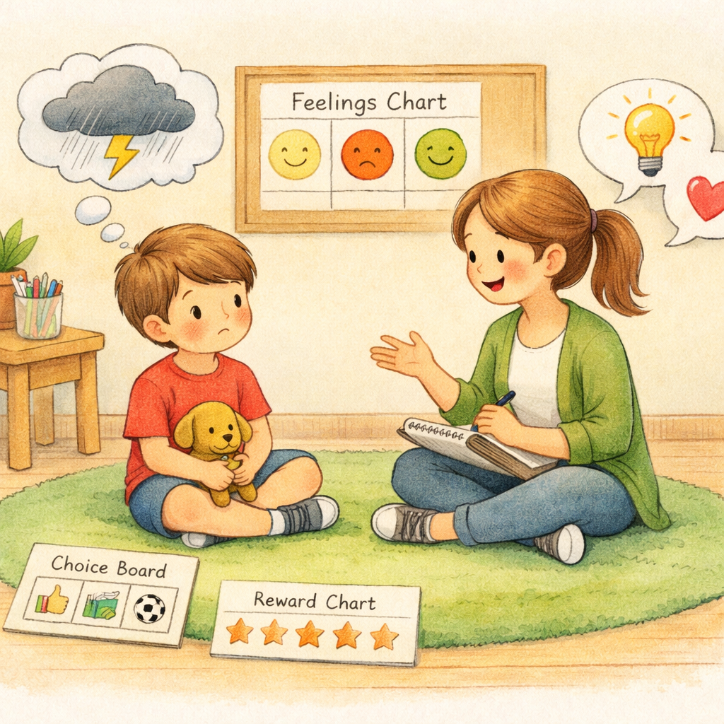 Behavior Support Practitioner Supporting Client in OneonOne Session