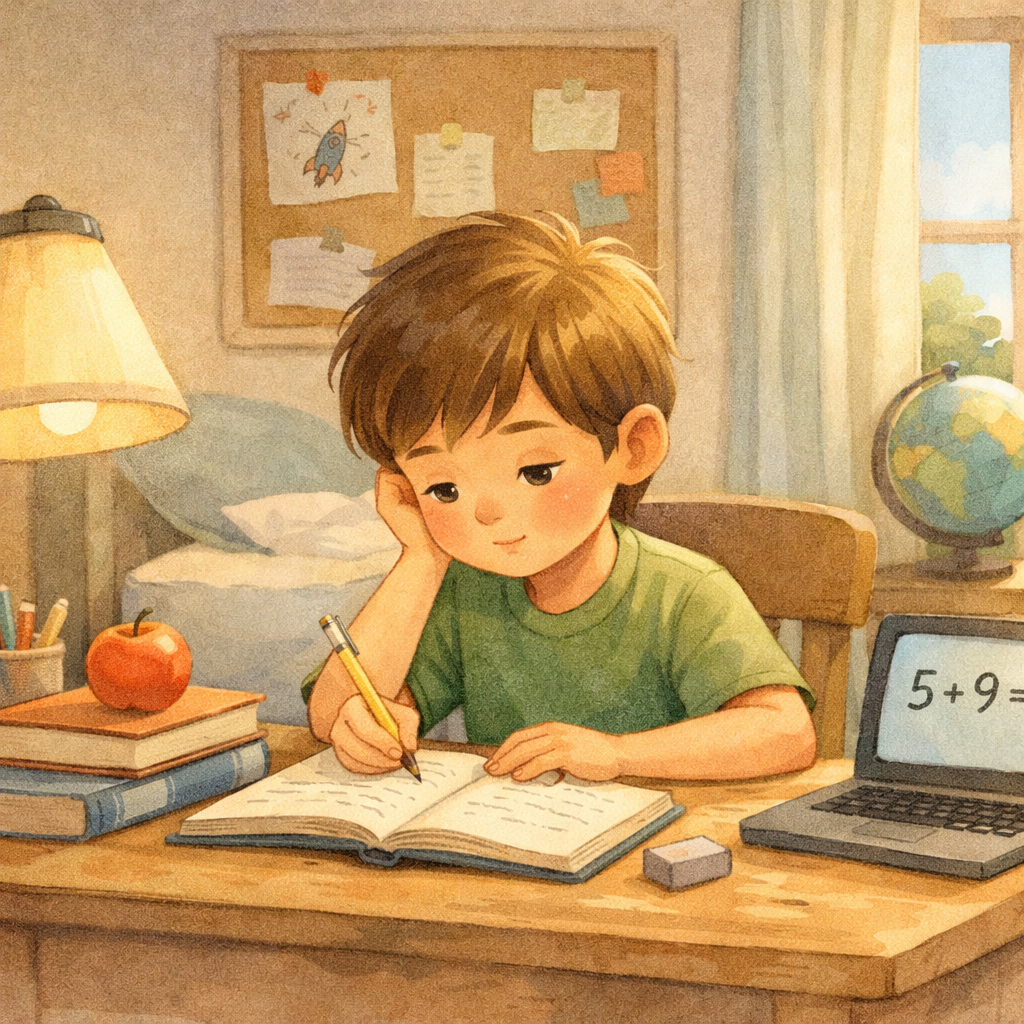 Child Balancing Homework Play and Rest