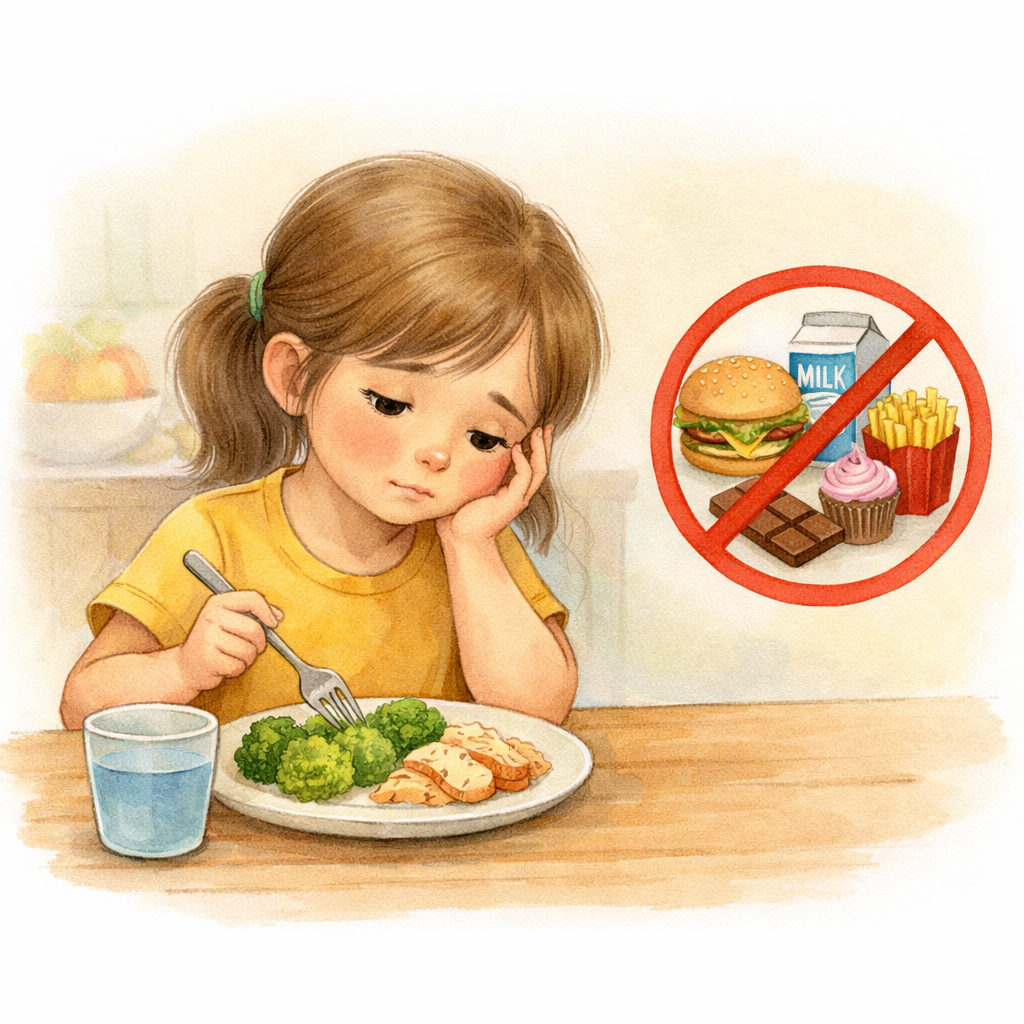 Child Following Restricted Diet Illustration