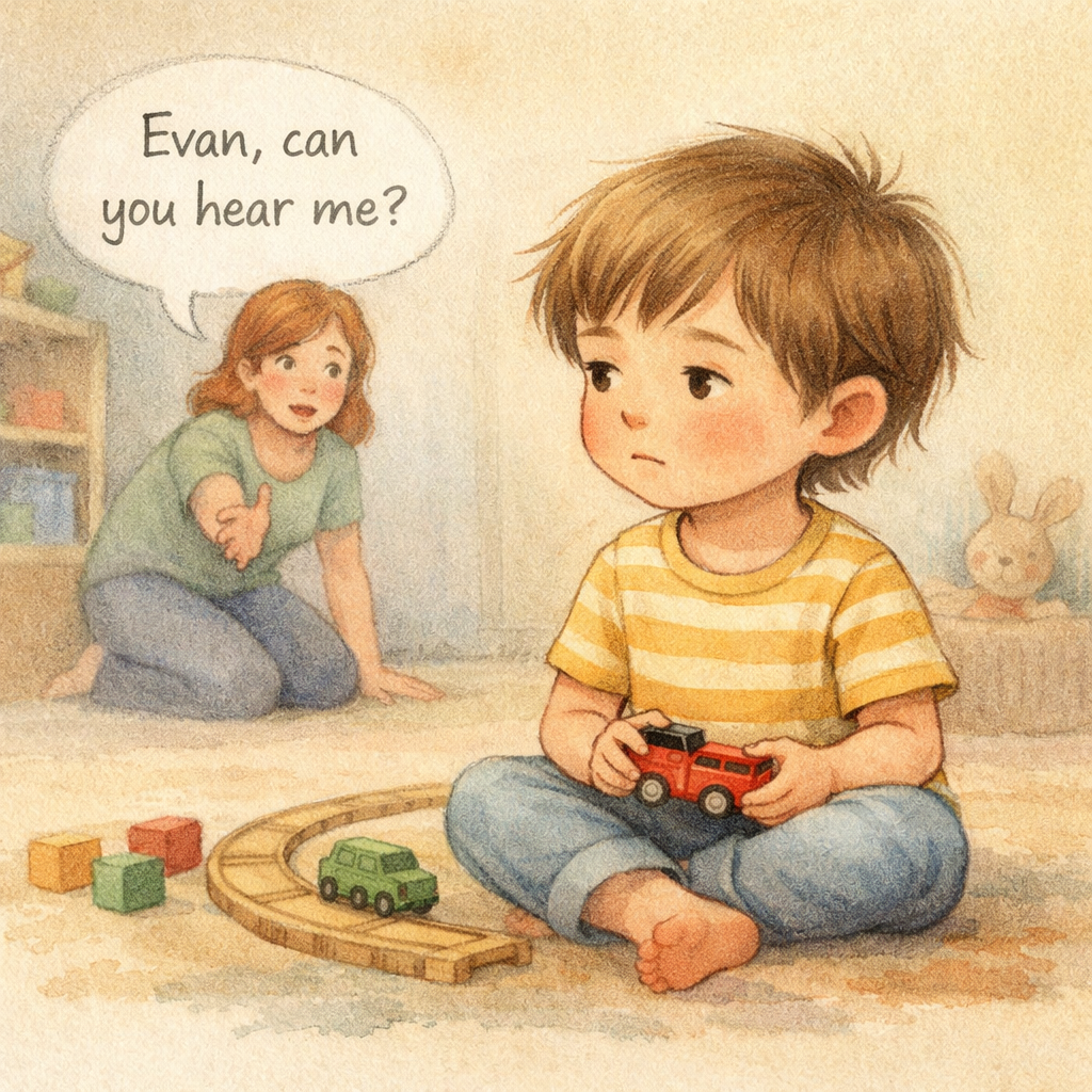 Child Not Responding To Name Call Illustration