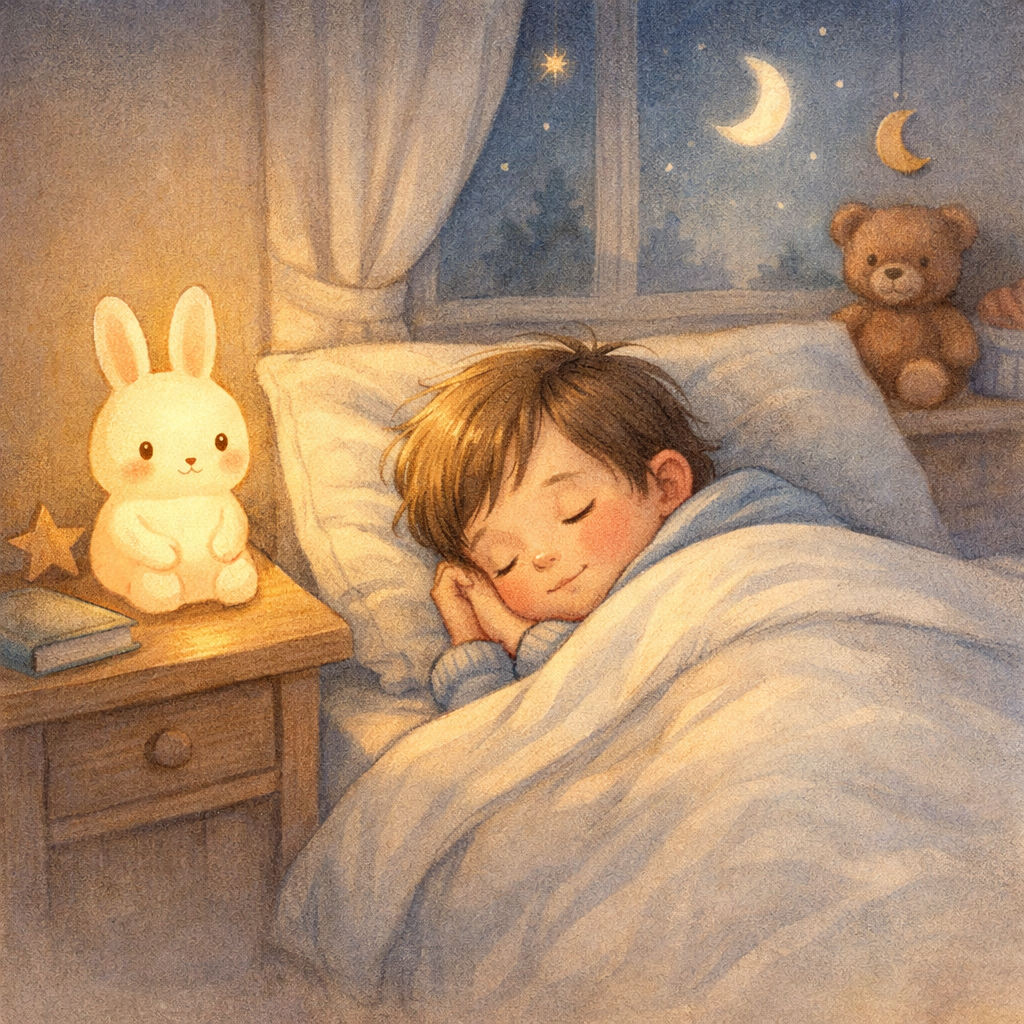 Child Sleeping Under Blanket with Nightlight Glow-1