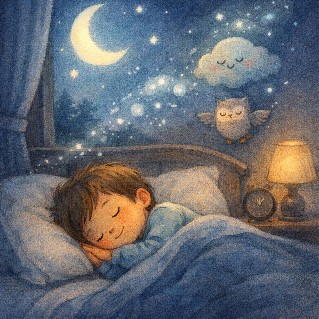Child Sleeping in Dark Room with Gentle Gradients