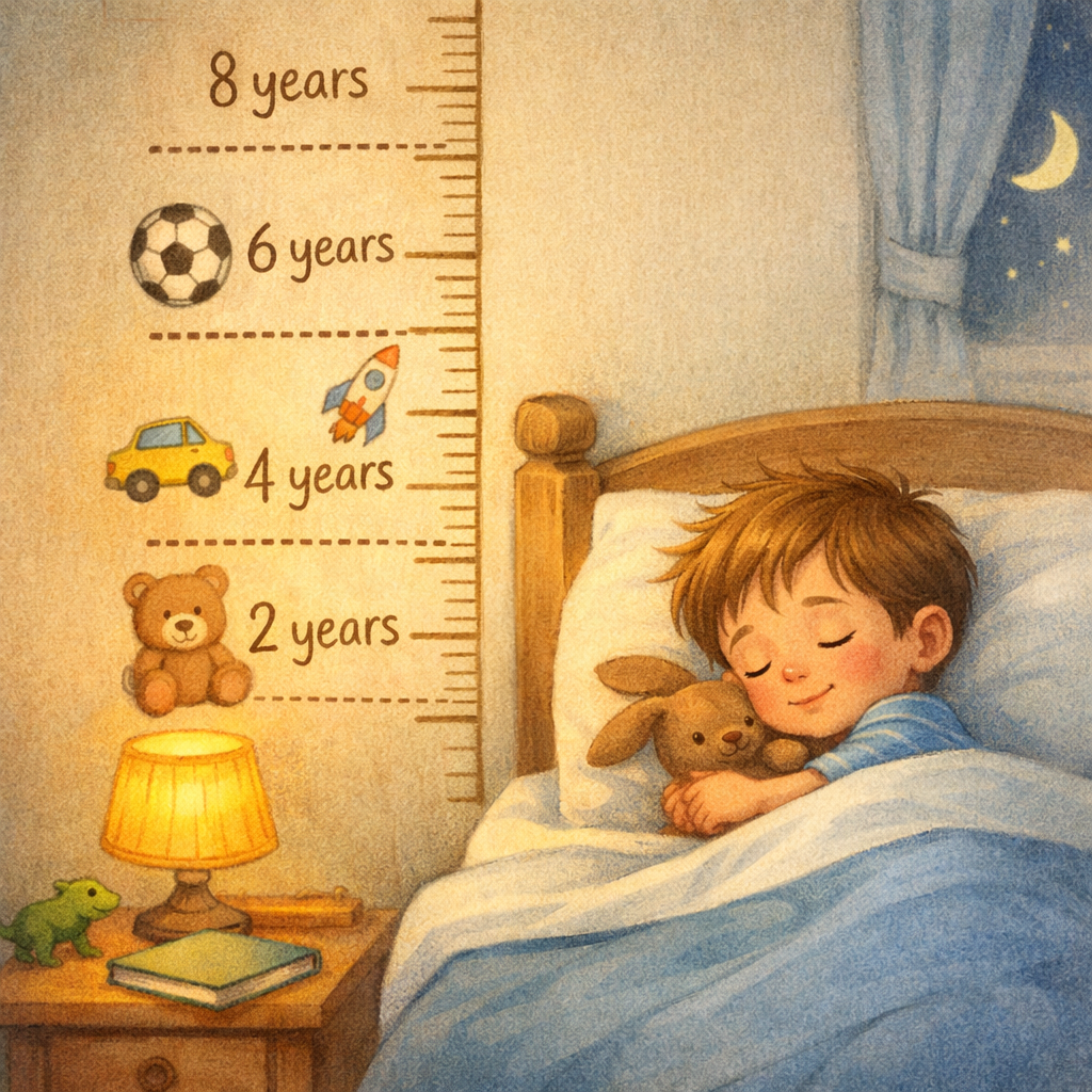 Child in Bed with Growth Chart Comparison