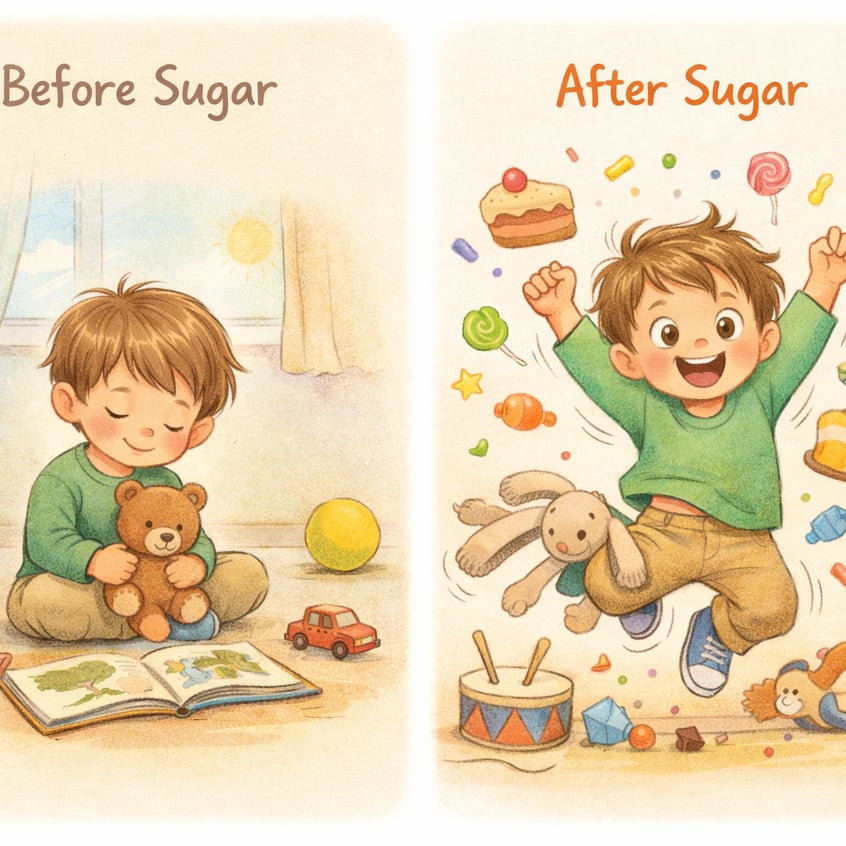 Children Behavior Sugar Comparison Illustrations