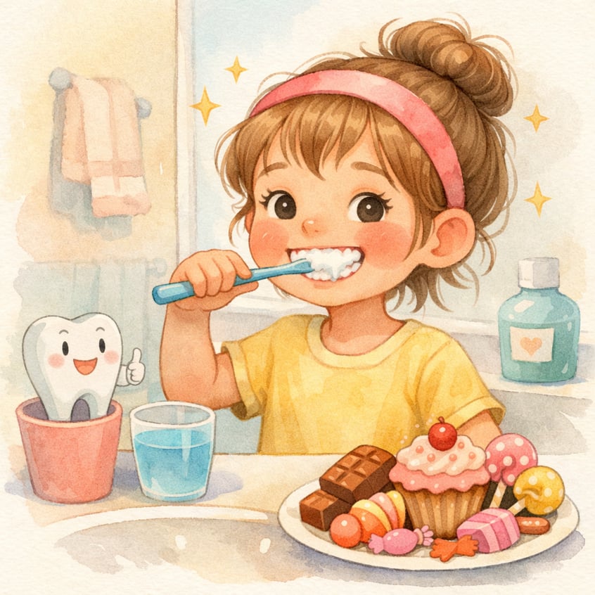 Children Brushing Teeth After Eating Sweets-1