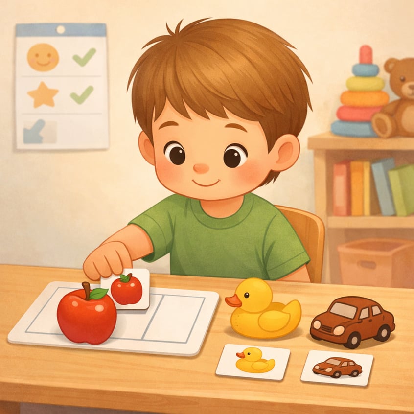 Children Matching Pictures To Objects ABA Activity Cognitive Development-3