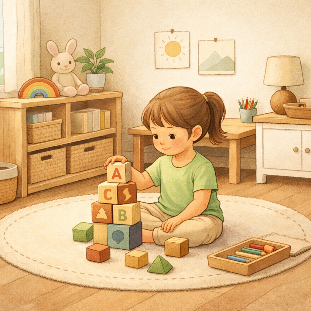 Children Play Area Focus Behavior Organized Calm Illustration