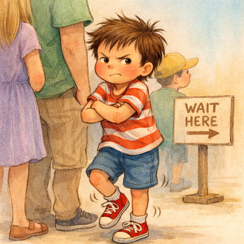 Children Restless Waiting Line
