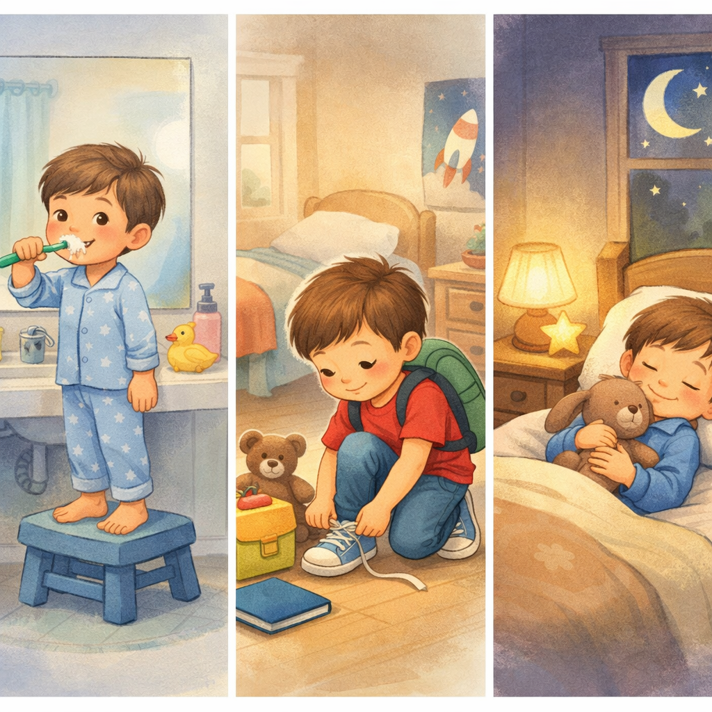 Childs Daily Routine in Soft Colors