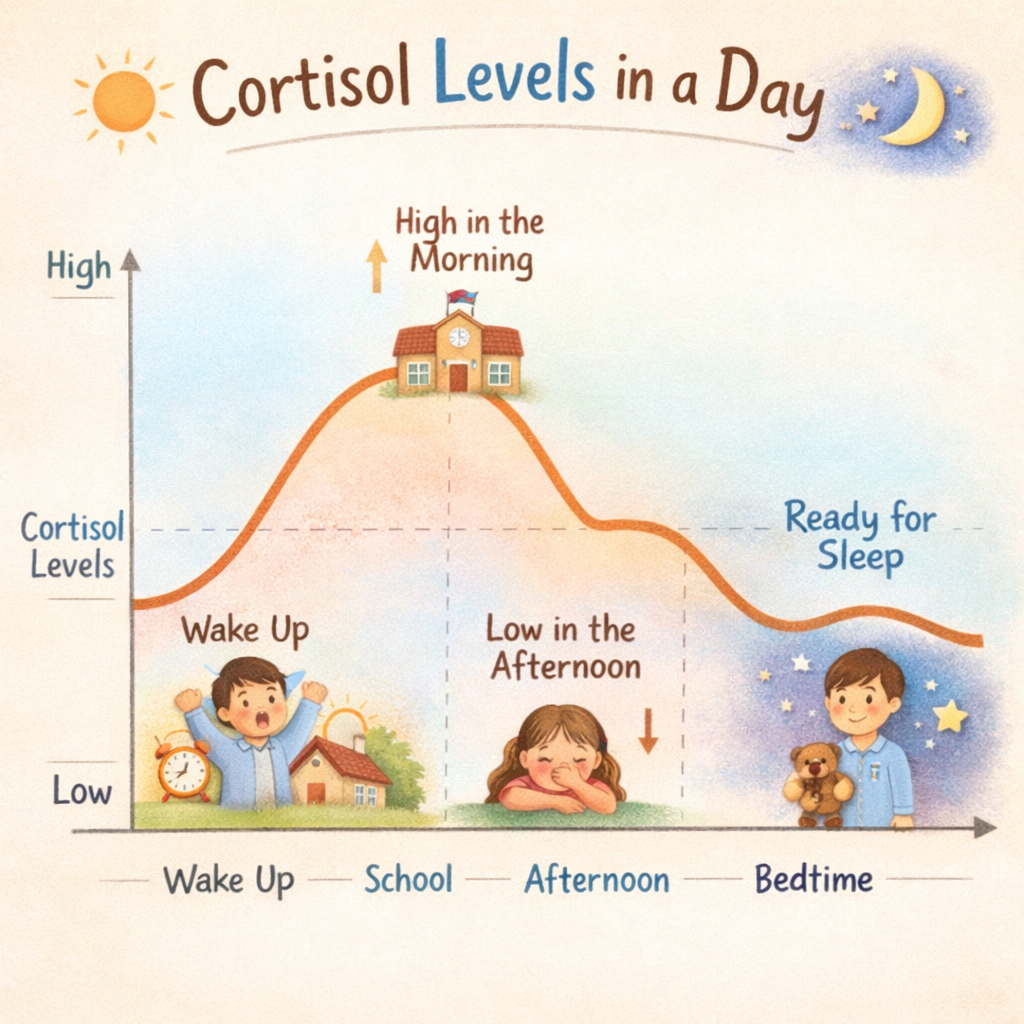 Cortisol Levels Through Childs Day Diagram