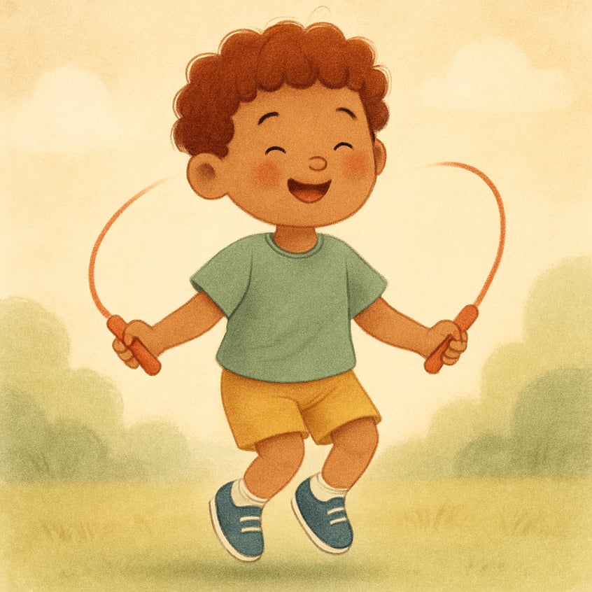 Client performing controlled rope jumping as part of a structured exercise program.