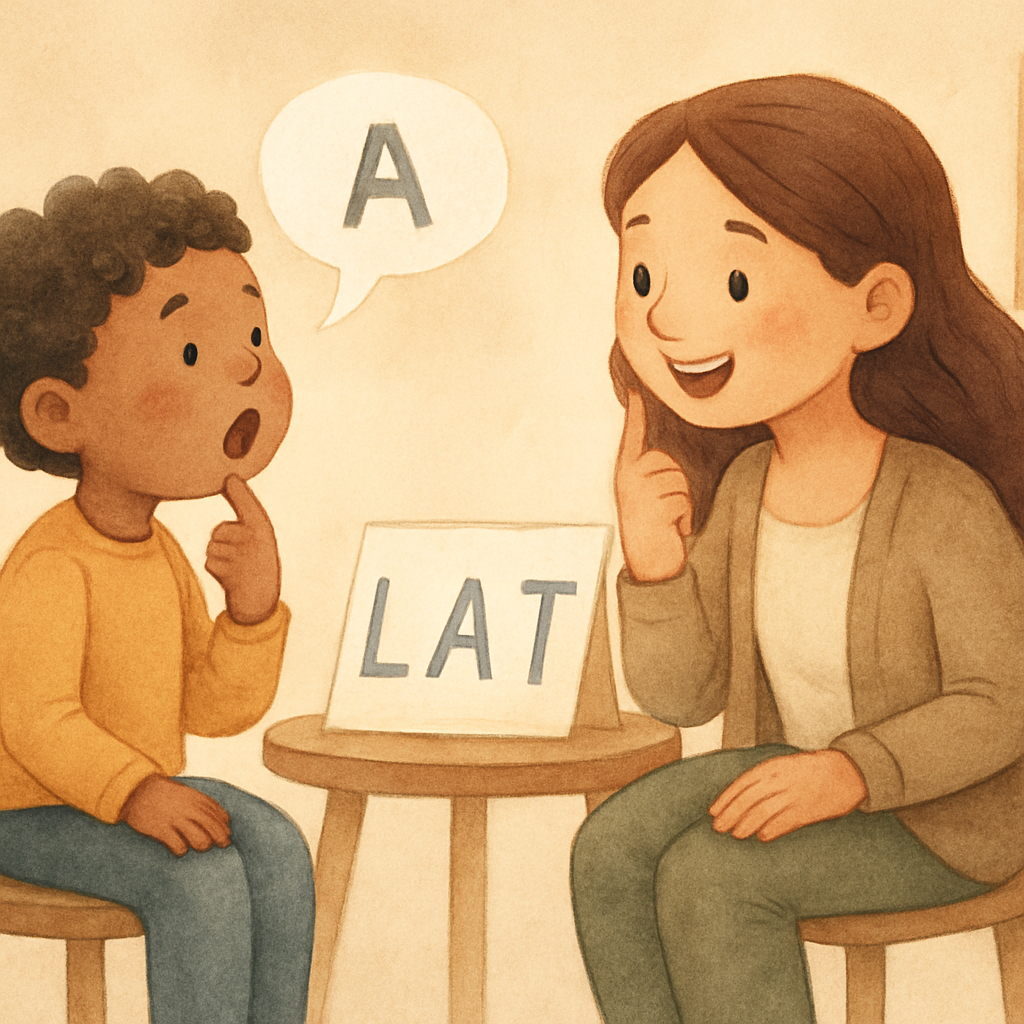 Speech therapy activity focused on building vocabulary and sentence skills.