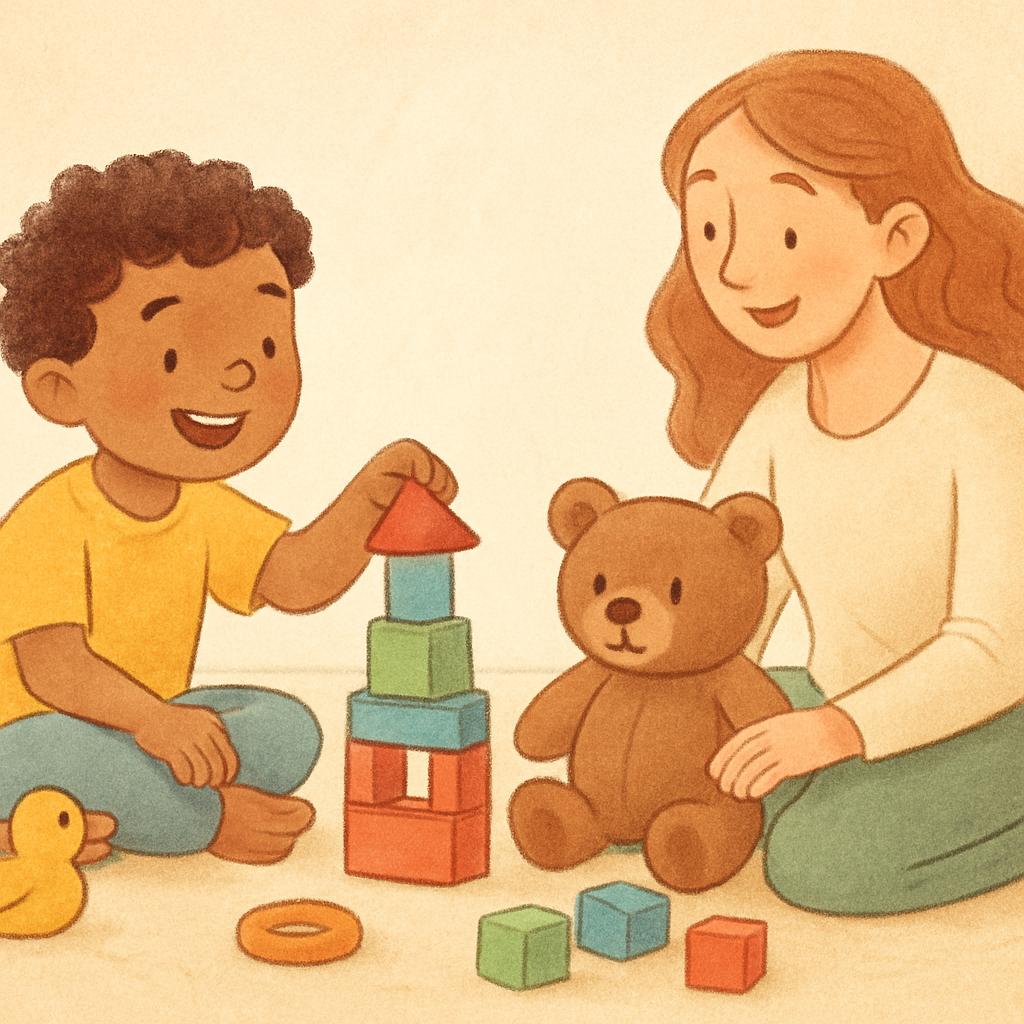 Child practicing mindfulness exercises during therapy to reduce screen reliance.