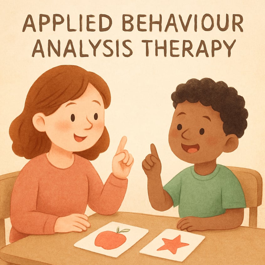 Applied behaviour analysis therapy using structured play to teach communication skills.