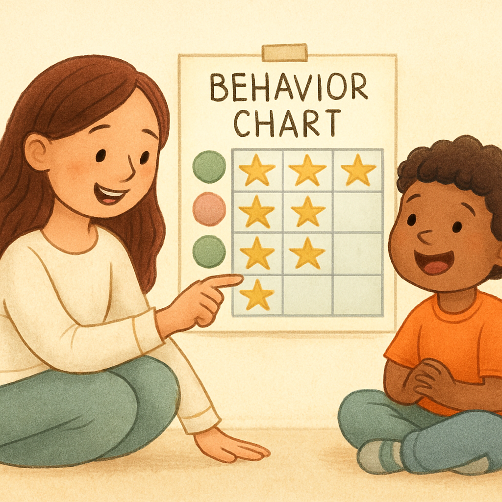 ABA therapist recording behavioural data during a therapy session.