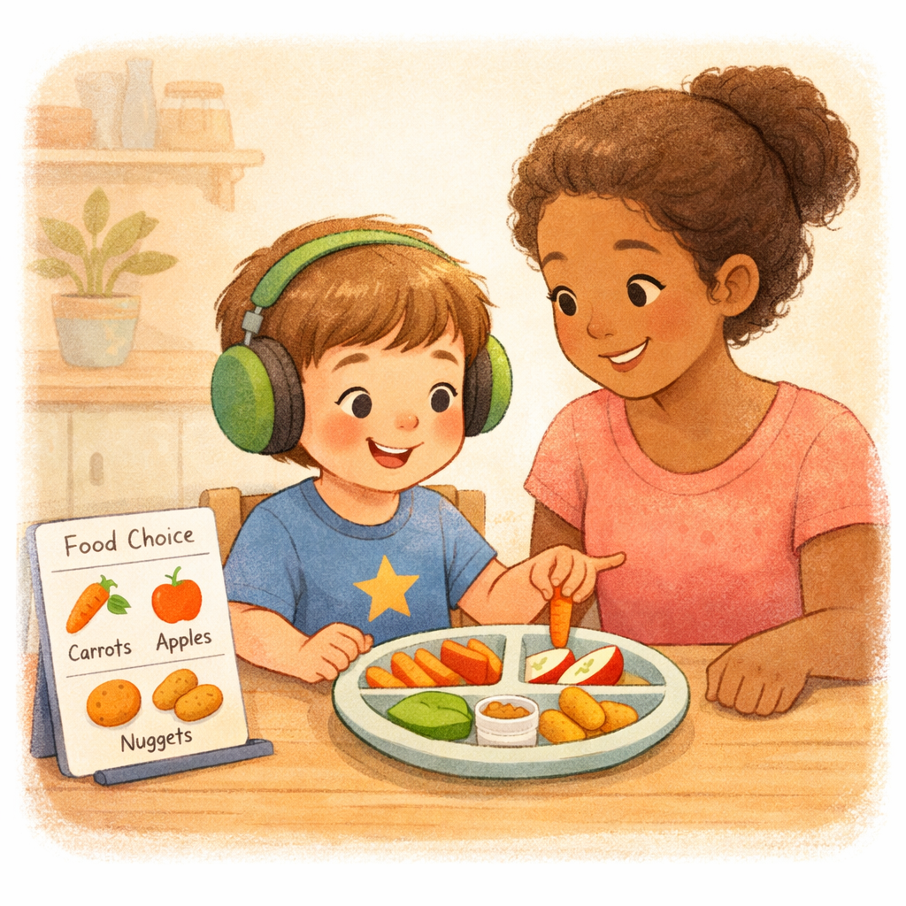 Healthy lunchbox with fruits, vegetables, and protein prepared for a child with autism.