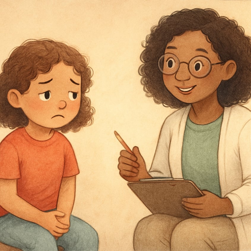 A child learning appropriate responses through therapeutic activities.