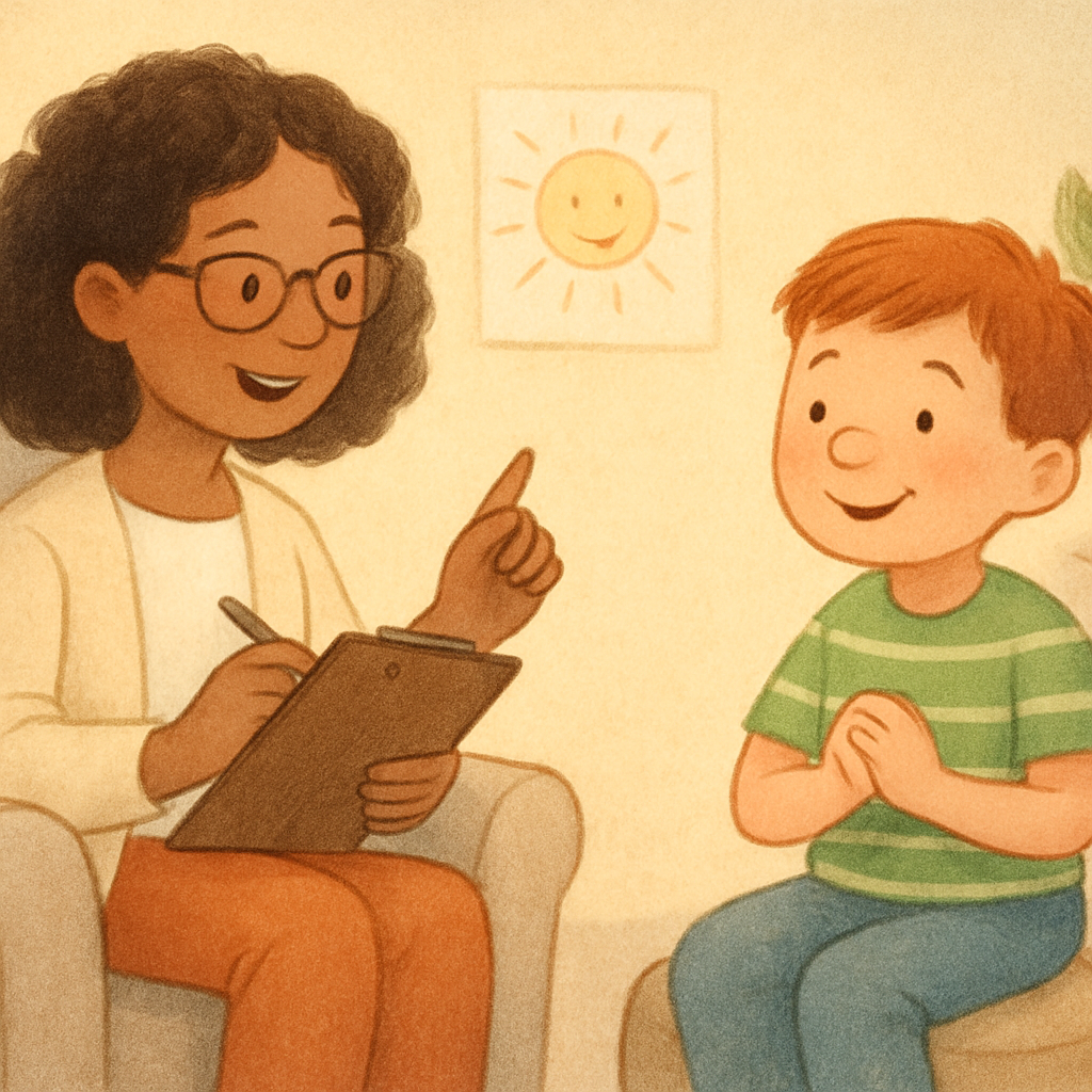 An individual practicing self-regulation skills with guidance from a support professional.