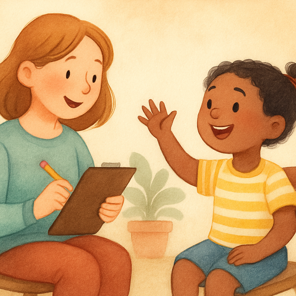 Supportive therapy environment encouraging positive actions.