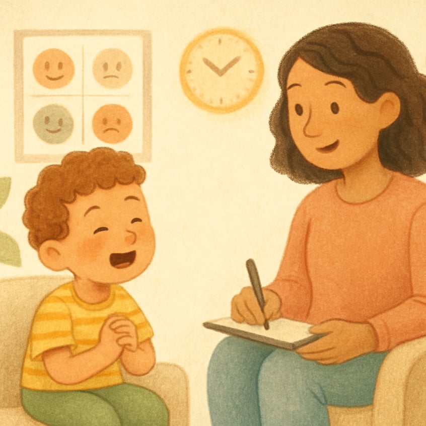 A child learning appropriate responses through therapeutic activities.