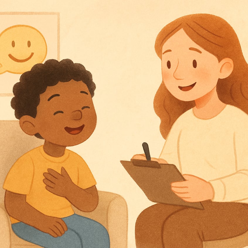 Behavior therapist taking notes while monitoring changes in a client’s actions.