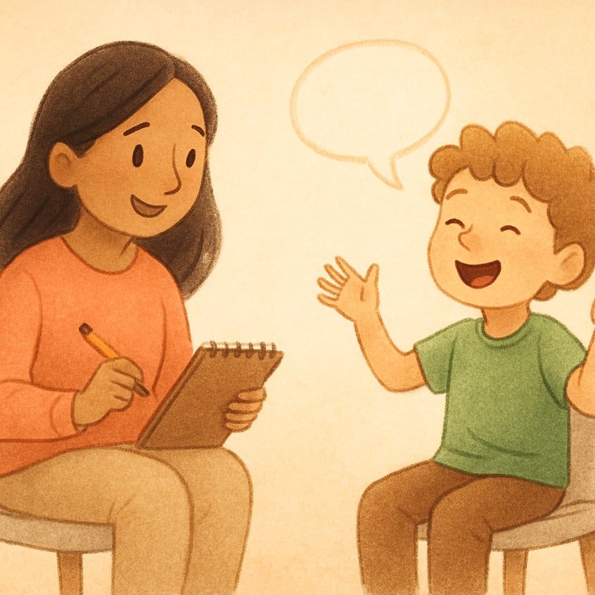 Child receiving positive reinforcement during a behavior therapy session.