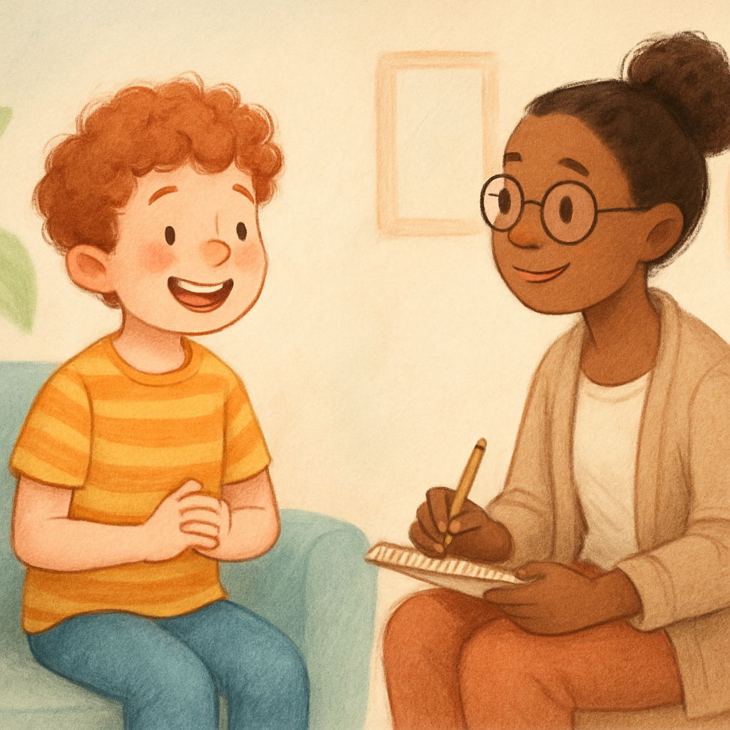 Therapist modeling appropriate behaviors during one-on-one therapy.