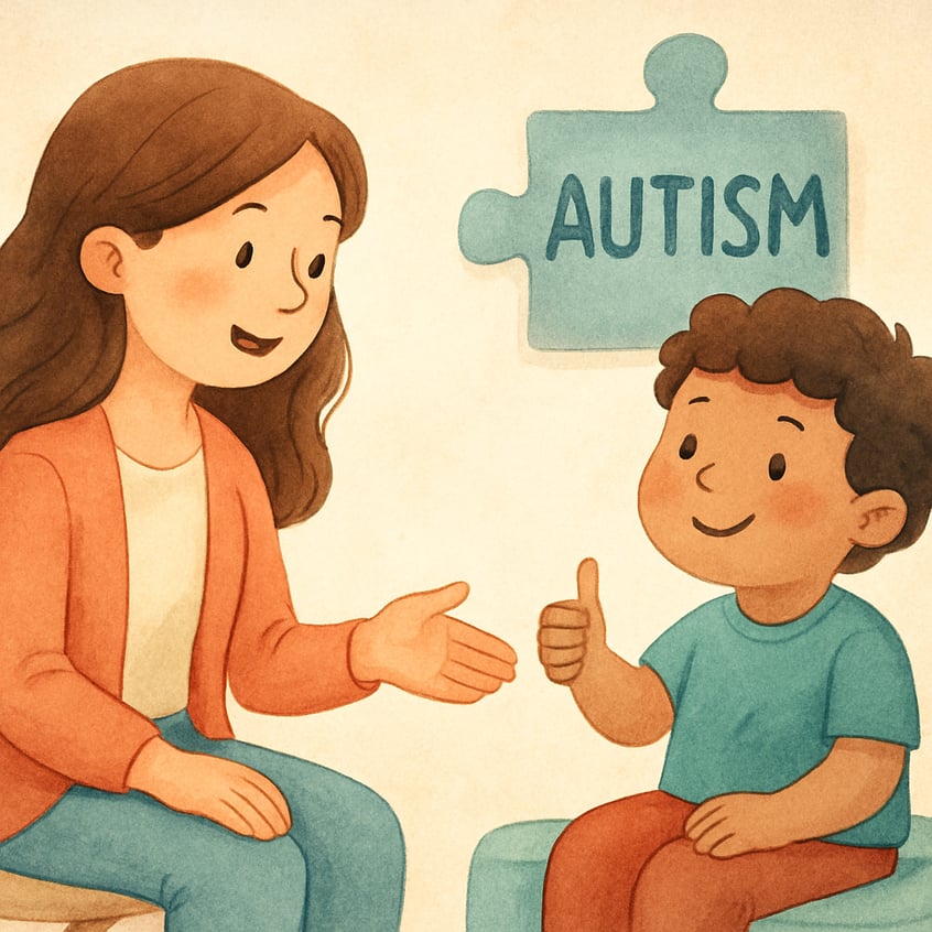 A therapist guiding a child through behavior management strategies.