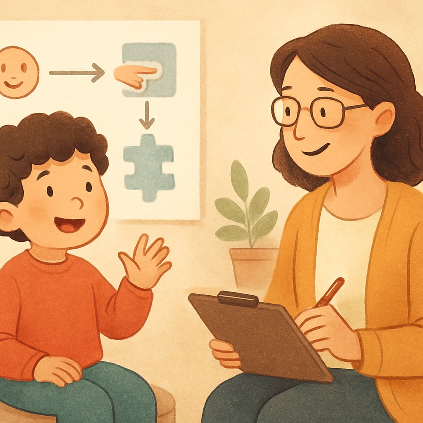 Therapy room designed with sensory-friendly tools and calming materials.