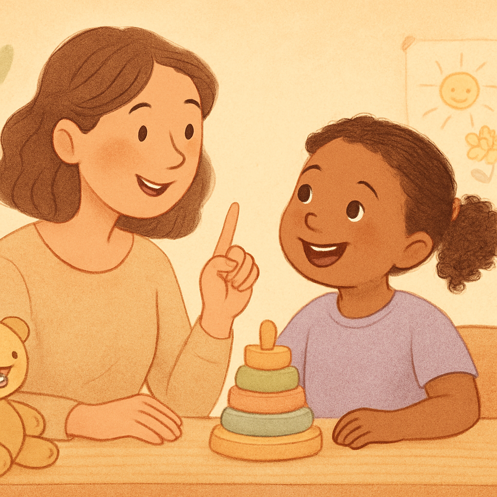 Therapist and child playing a game together as part of behavioural therapy.