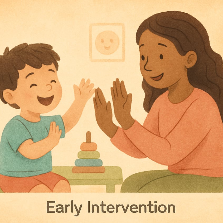 A child engaging in structured play therapy designed to build attention and self-control skills.