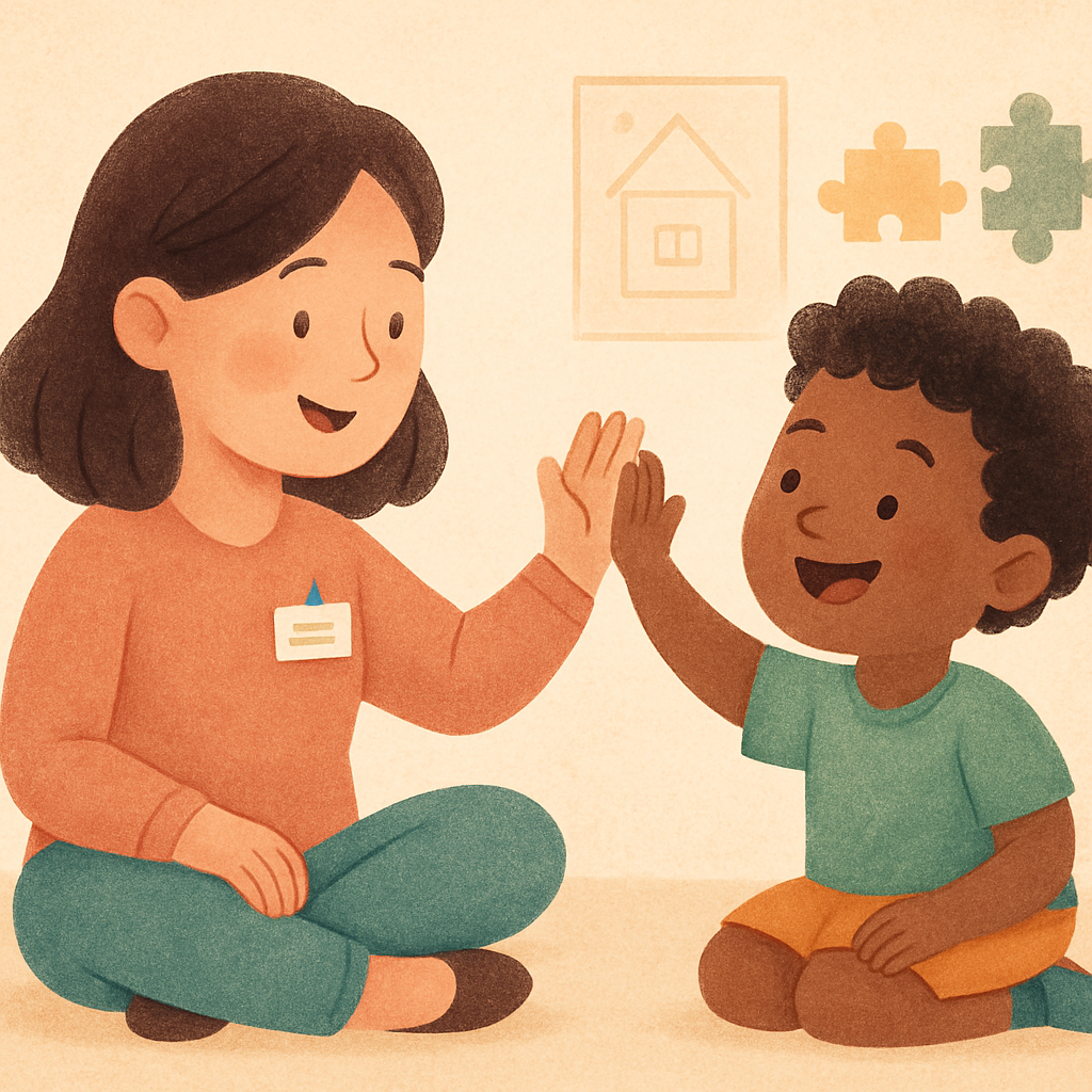 therapist modeling coping strategies for managing emotions during a guided therapy exercise.