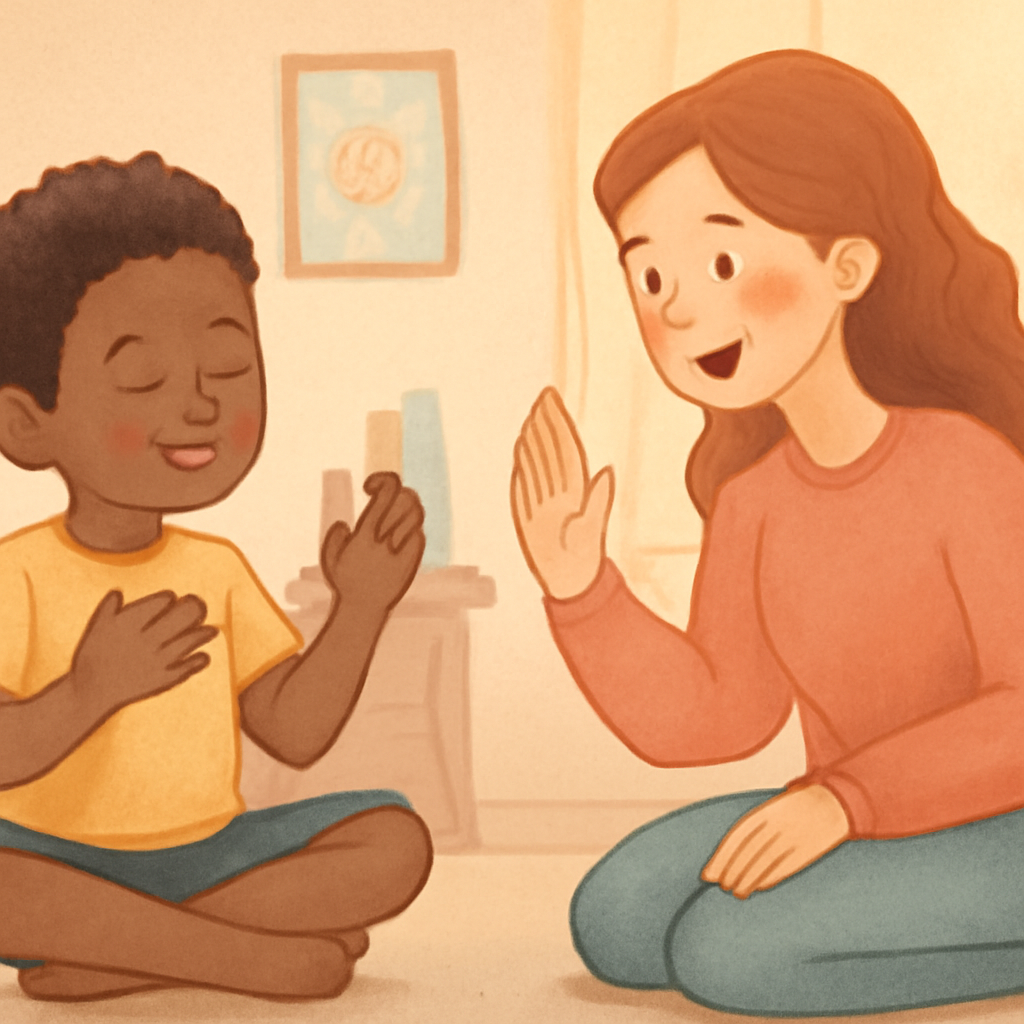 A parent and occupational therapist working together to support a preschooler