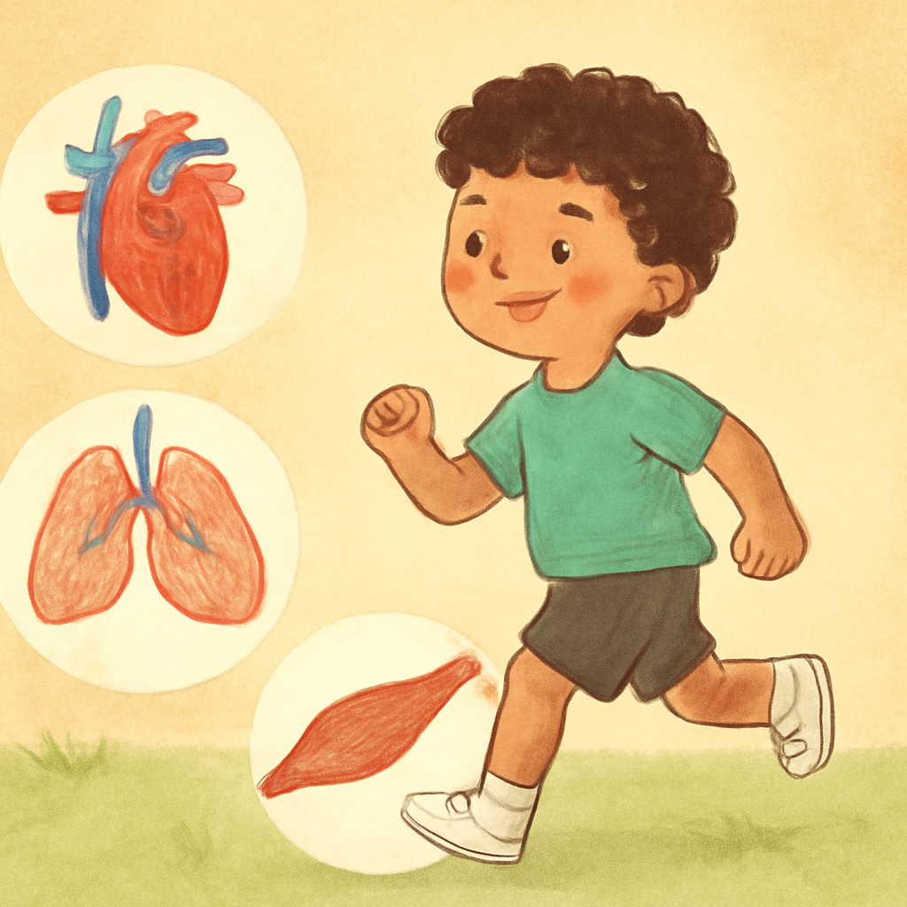 An exercise physiologist timing a child during short bursts of running to improve cardiovascular fitness.