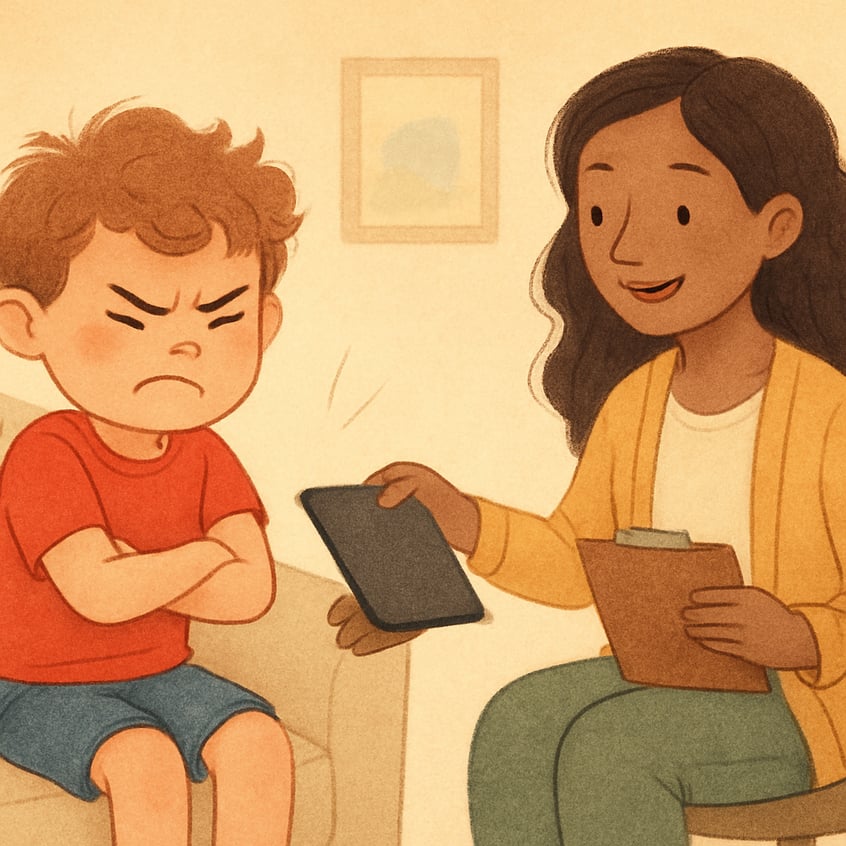 Parent encouraging a child to take a break from video games and go outside.