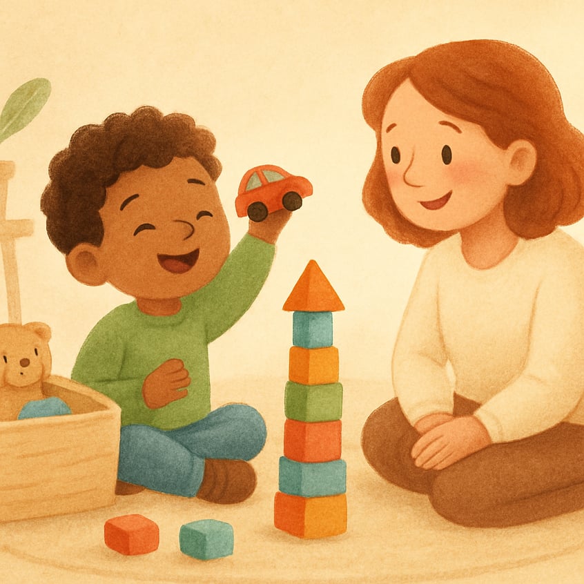 Child participating in a screen-free activity as part of therapy for excessive gadget use.