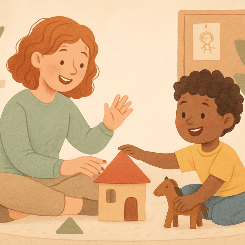 Therapist encouraging hands-on activities as alternatives to gadget use.