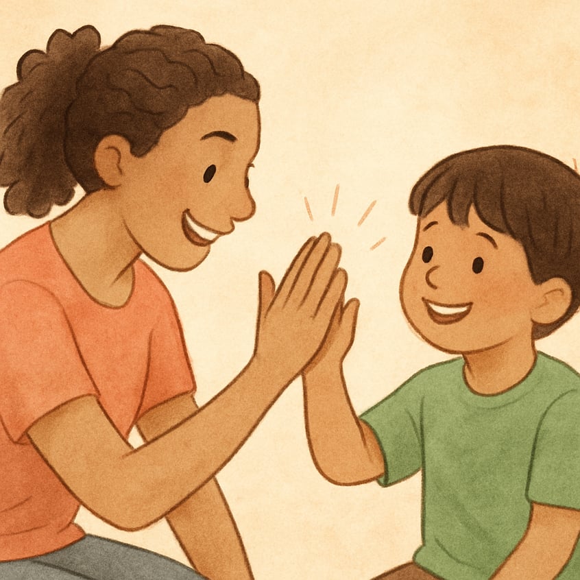 Practitioner providing encouragement and positive reinforcement during support work