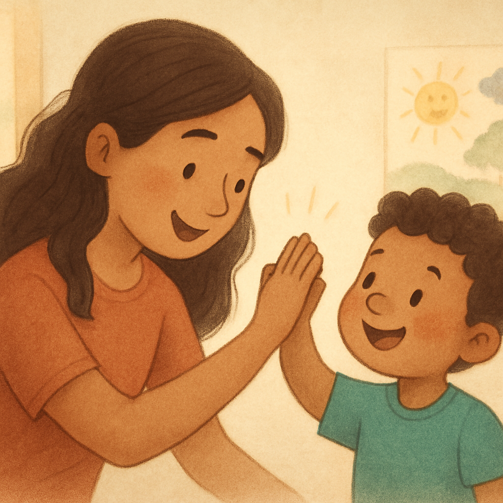 Therapist and client collaborating during a positive behaviour support session.