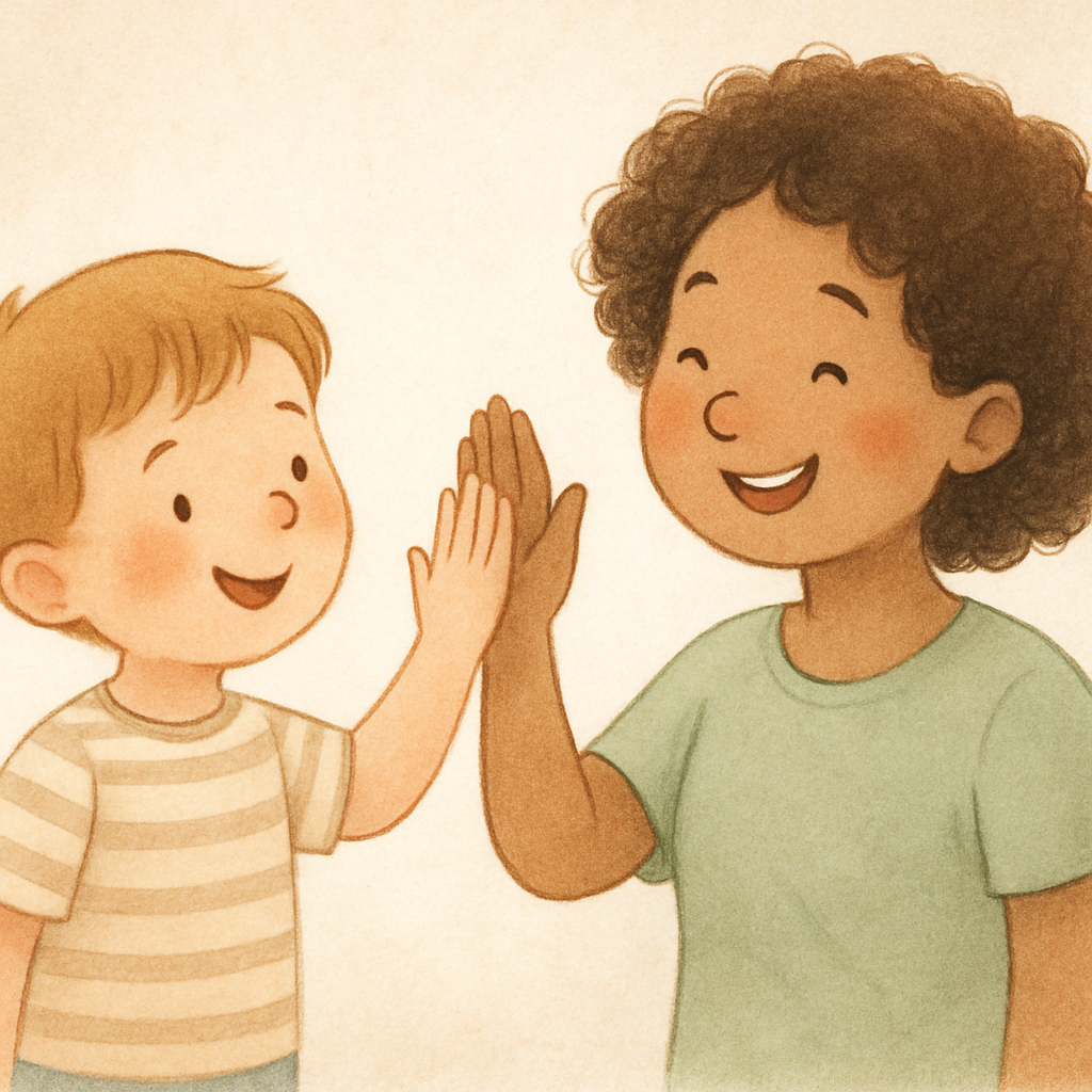 Behavior therapist modeling kind communication while role-playing a conflict resolution scenario with a child.