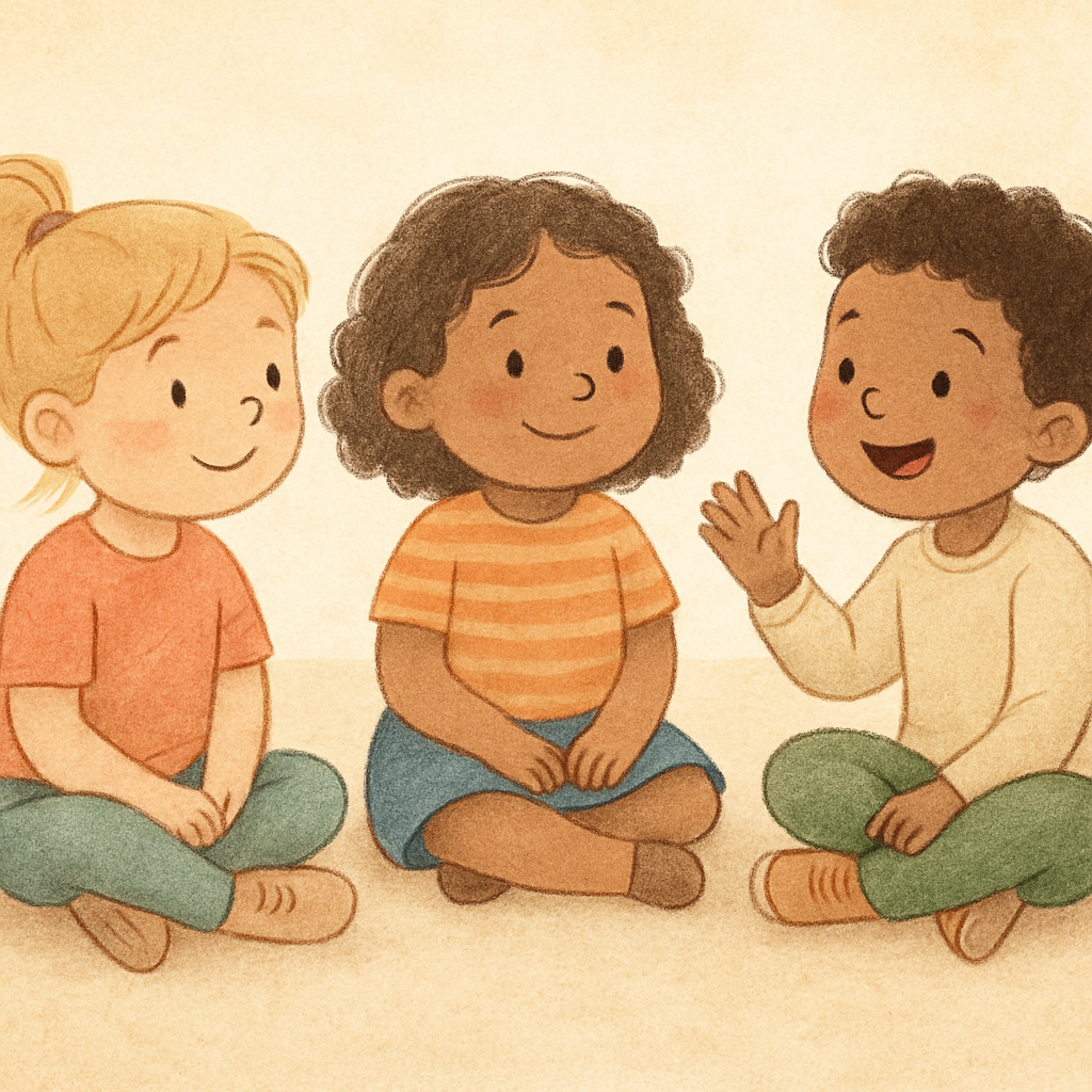 Group therapy session where children learn to recognize facial expressions and emotions.