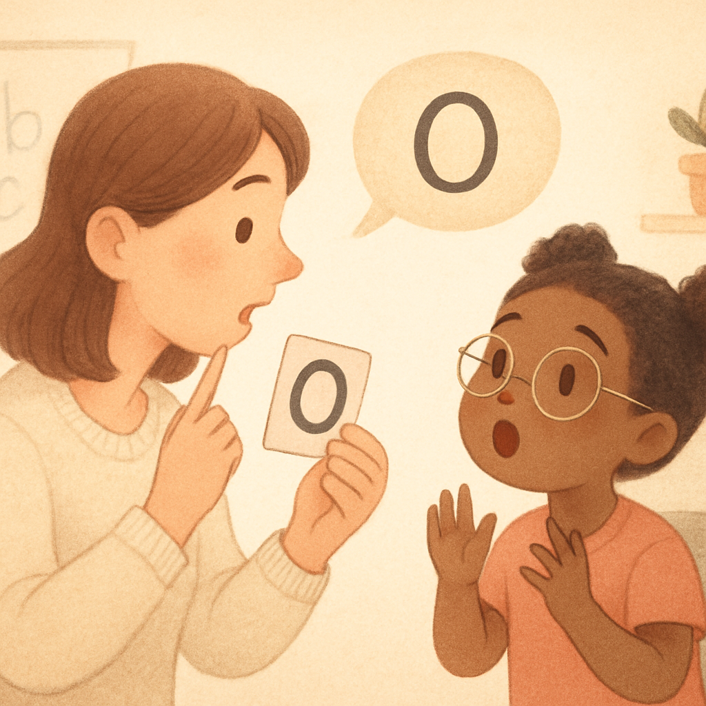 Therapist encouraging verbal communication during a speech therapy session.