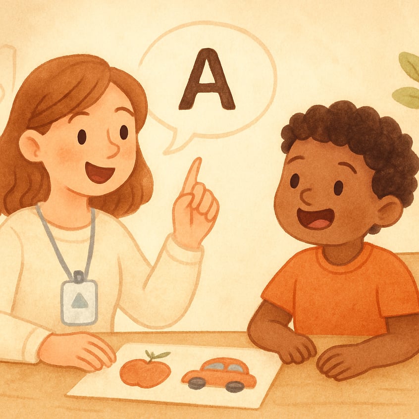 One-on-one speech therapy session focused on improving communication skills.