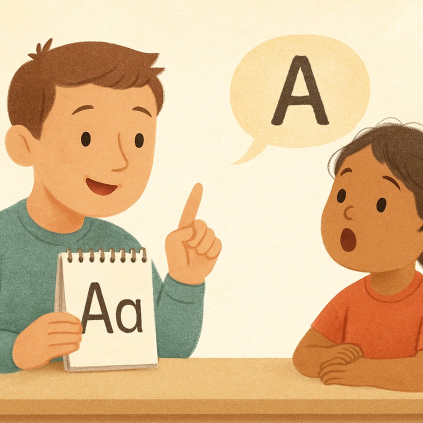 Child practicing speech sounds with guidance from a speech-language pathologist.