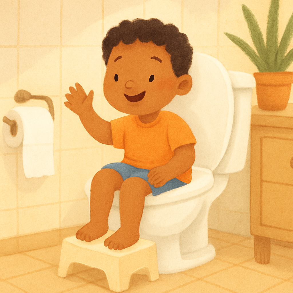 Toddler during toilet training.