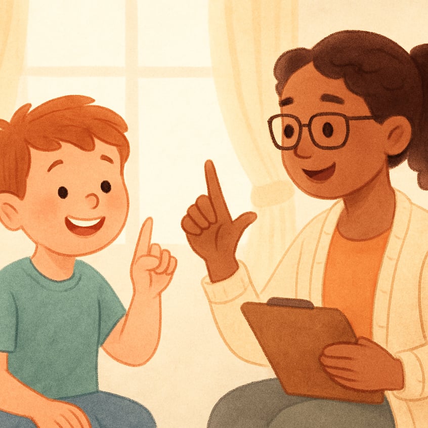 Therapist using applied behavior therapy techniques to support a child’s learning and behavior.