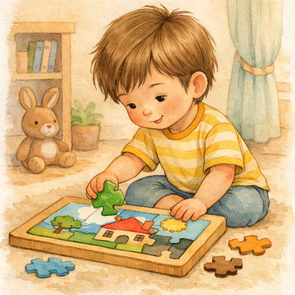 Child playing with toys after tablet access is restricted.