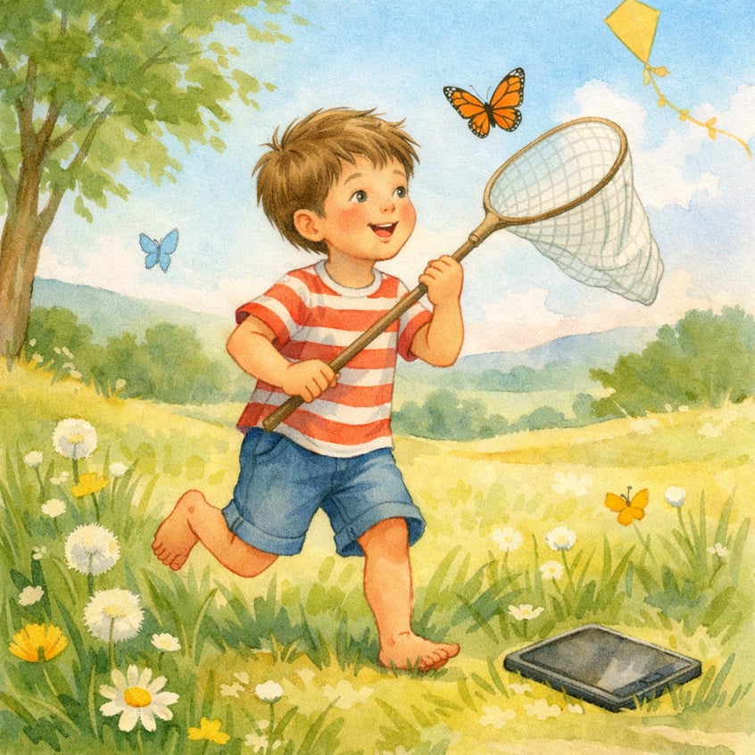 Balanced routine chart showing limited screen time and active play